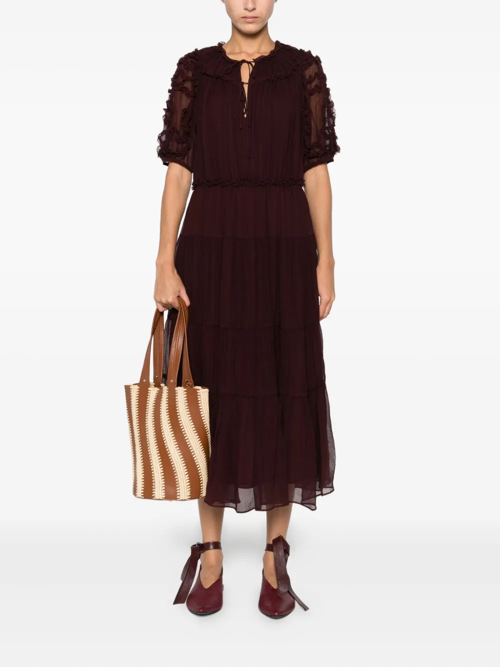 Ulla Johnson ruffled tiered dress - Rood
