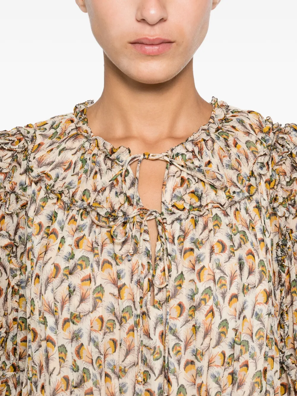 Ulla Johnson Nan Ruffle Puff Sleeve Silk Midi Dress In Multi