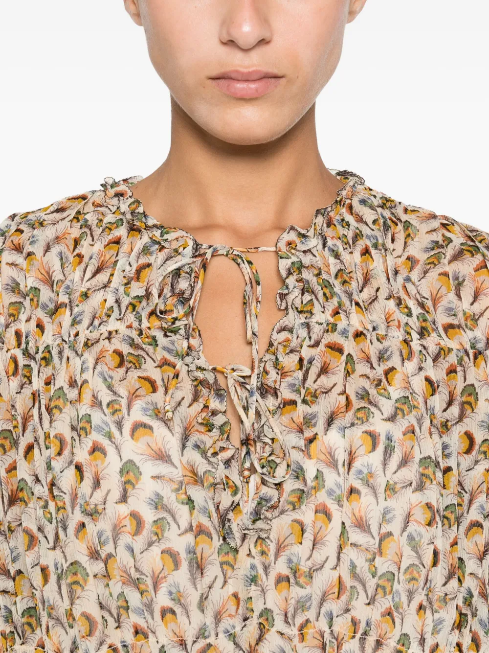 Ulla Johnson Ruffled Floral-print Top In Brown