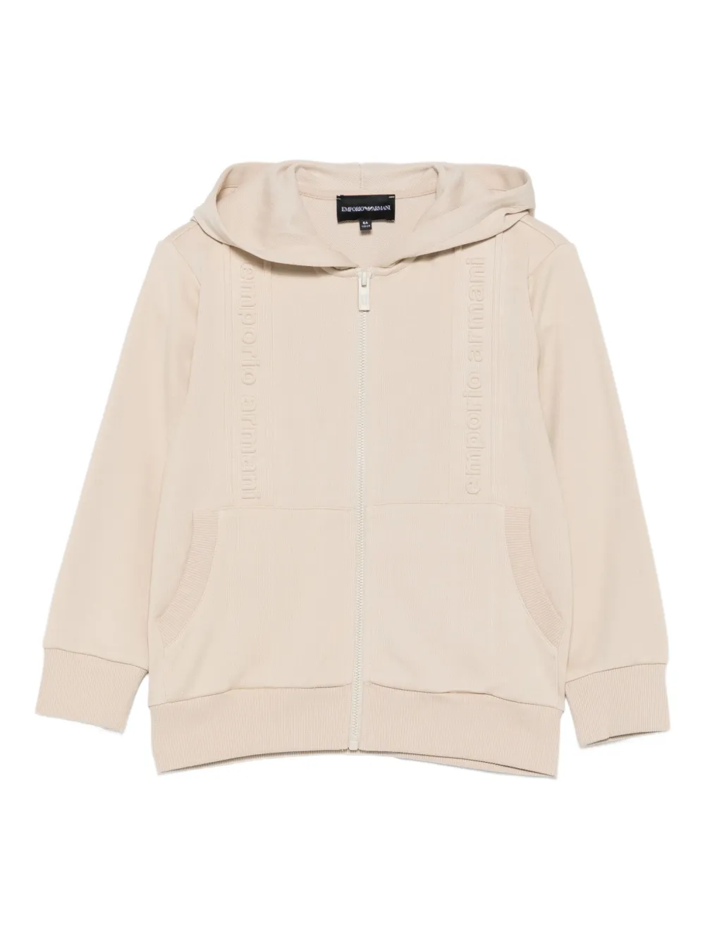 Emporio Armani Kids logo-detail hooded zip-up top | Neutrals | Image 1
