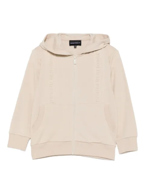 Emporio Armani Kids logo-detail hooded zip-up top