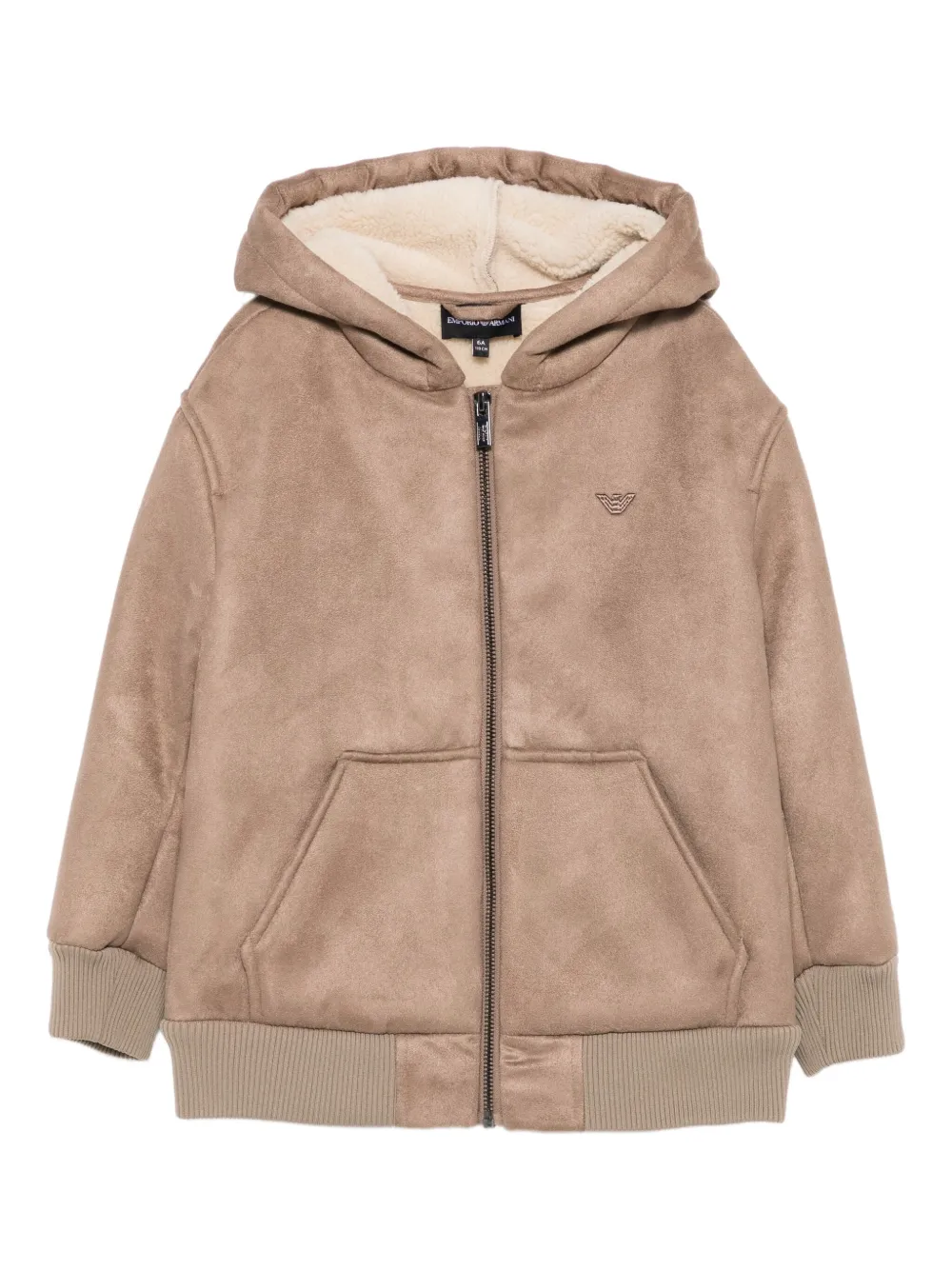 Emporio Armani Kids fleece-lined hoodie | Neutrals | Image 1