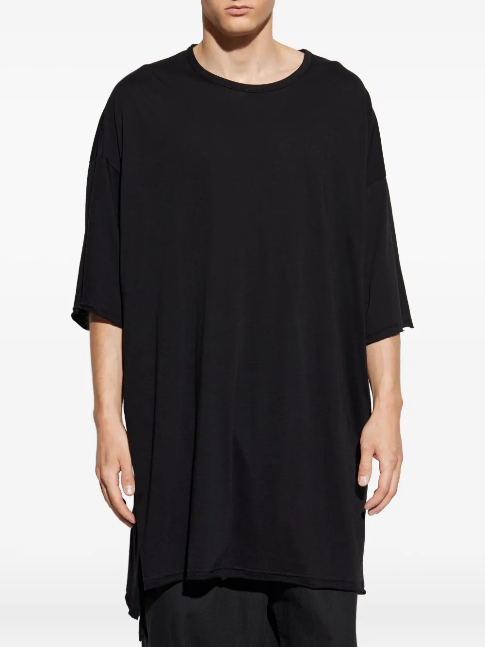 Yohji Yamamoto T-shirt met zijsplit Zwart