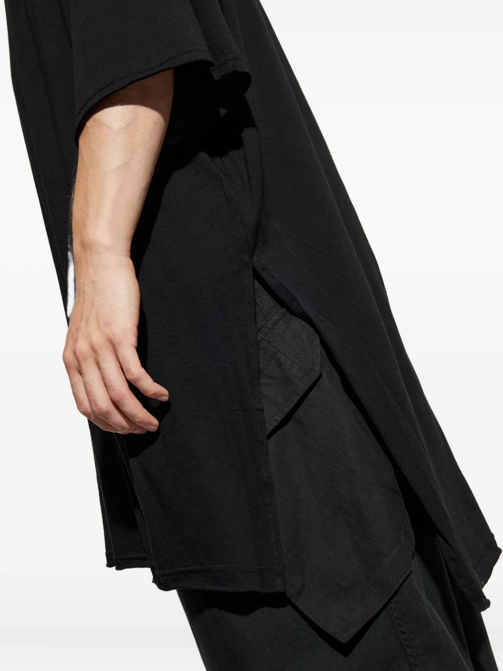 Yohji Yamamoto T-shirt met zijsplit Zwart