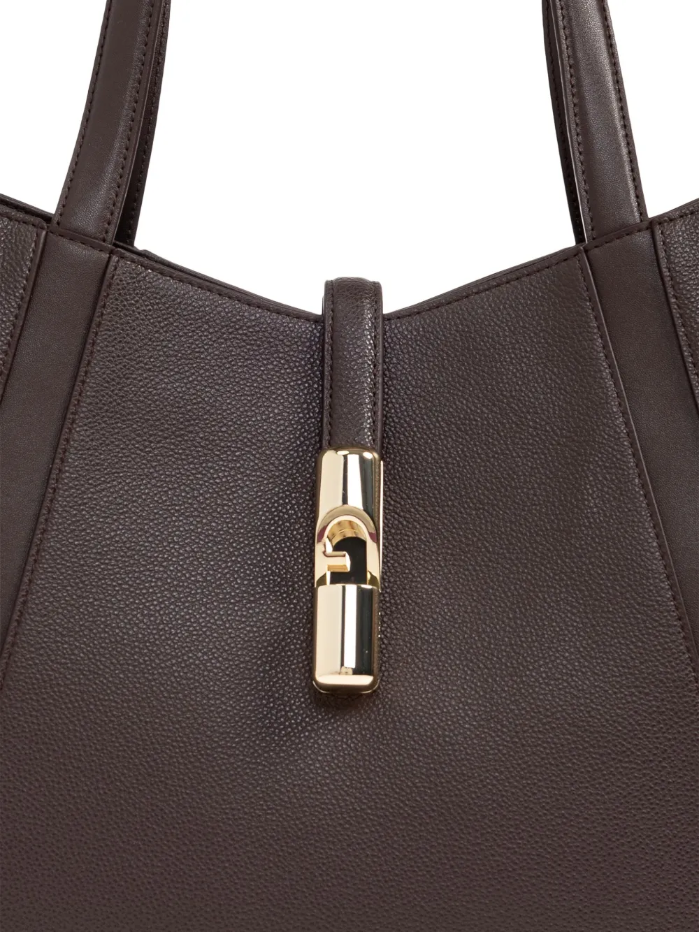 Furla Leather Clasp Tote Bag In Brown