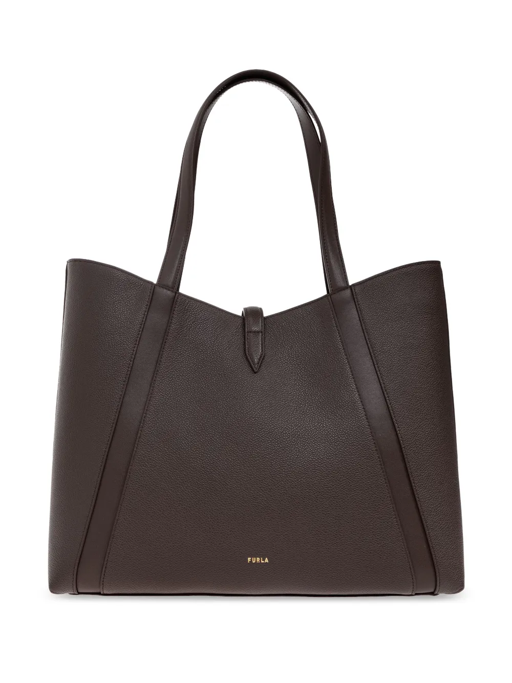 Furla Leather Clasp Tote Bag In Brown