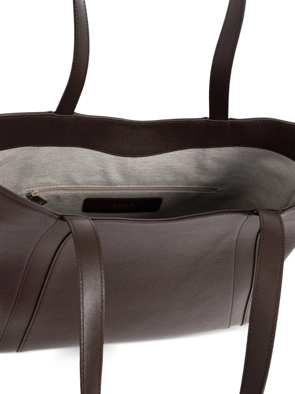 Furla Leather Clasp Tote Bag In Brown