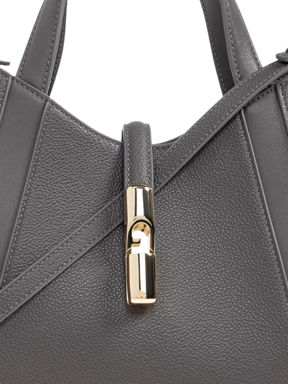 Furla Panelled Clasp Tote Bag In Gray