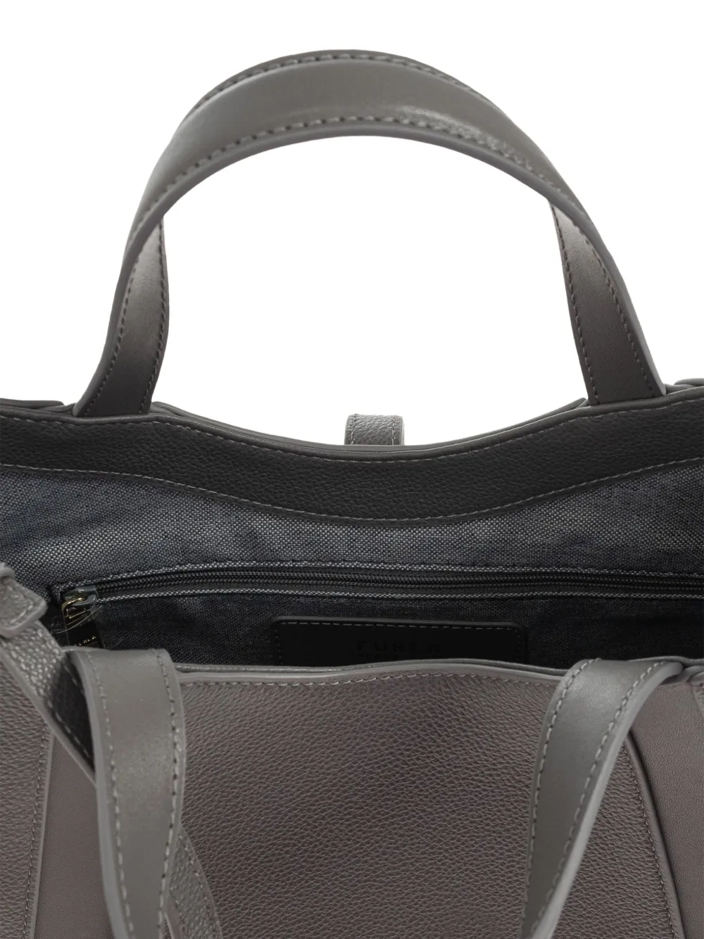 Furla Panelled Clasp Tote Bag In Gray