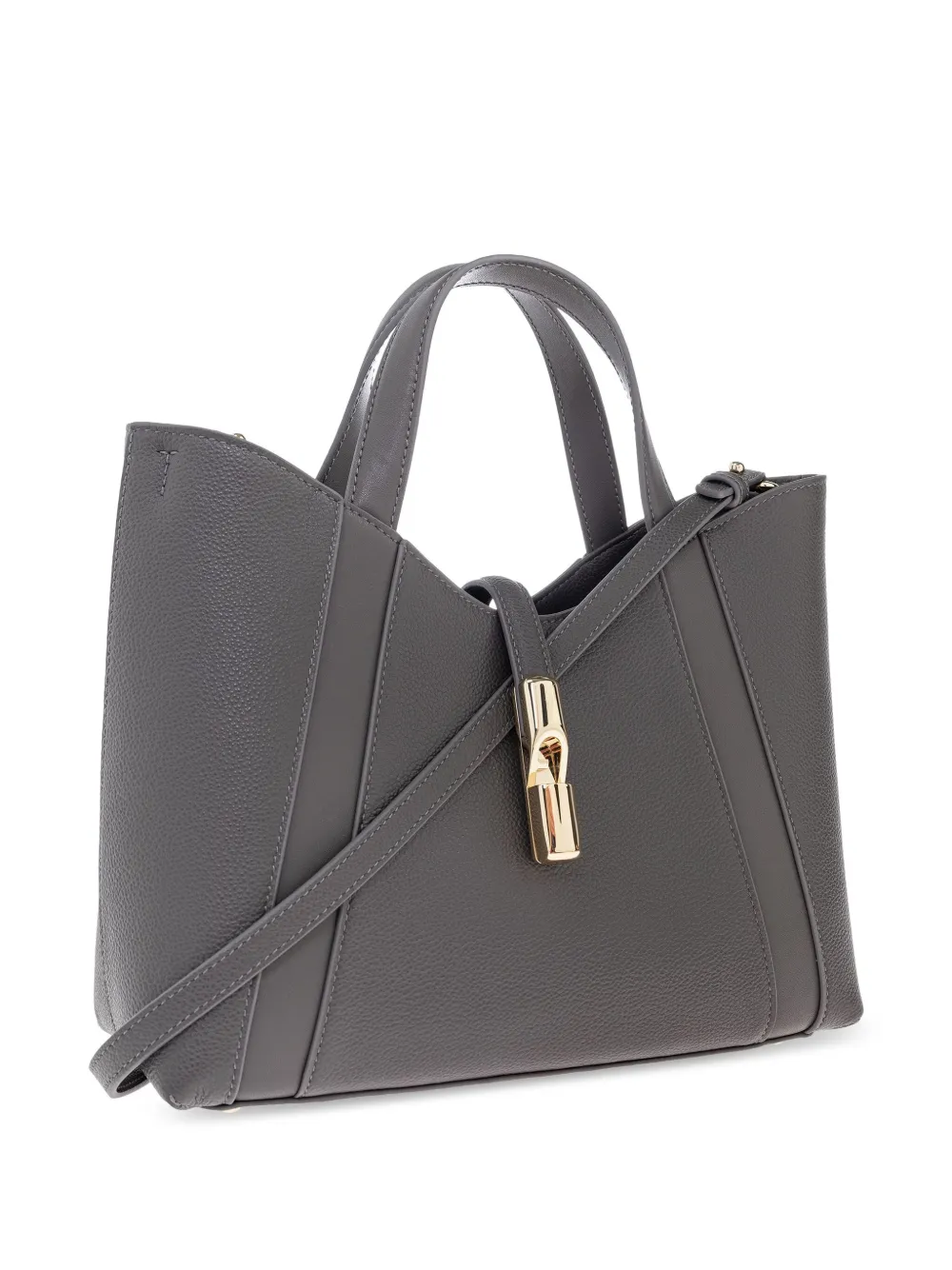 Furla Panelled Clasp Tote Bag In Gray