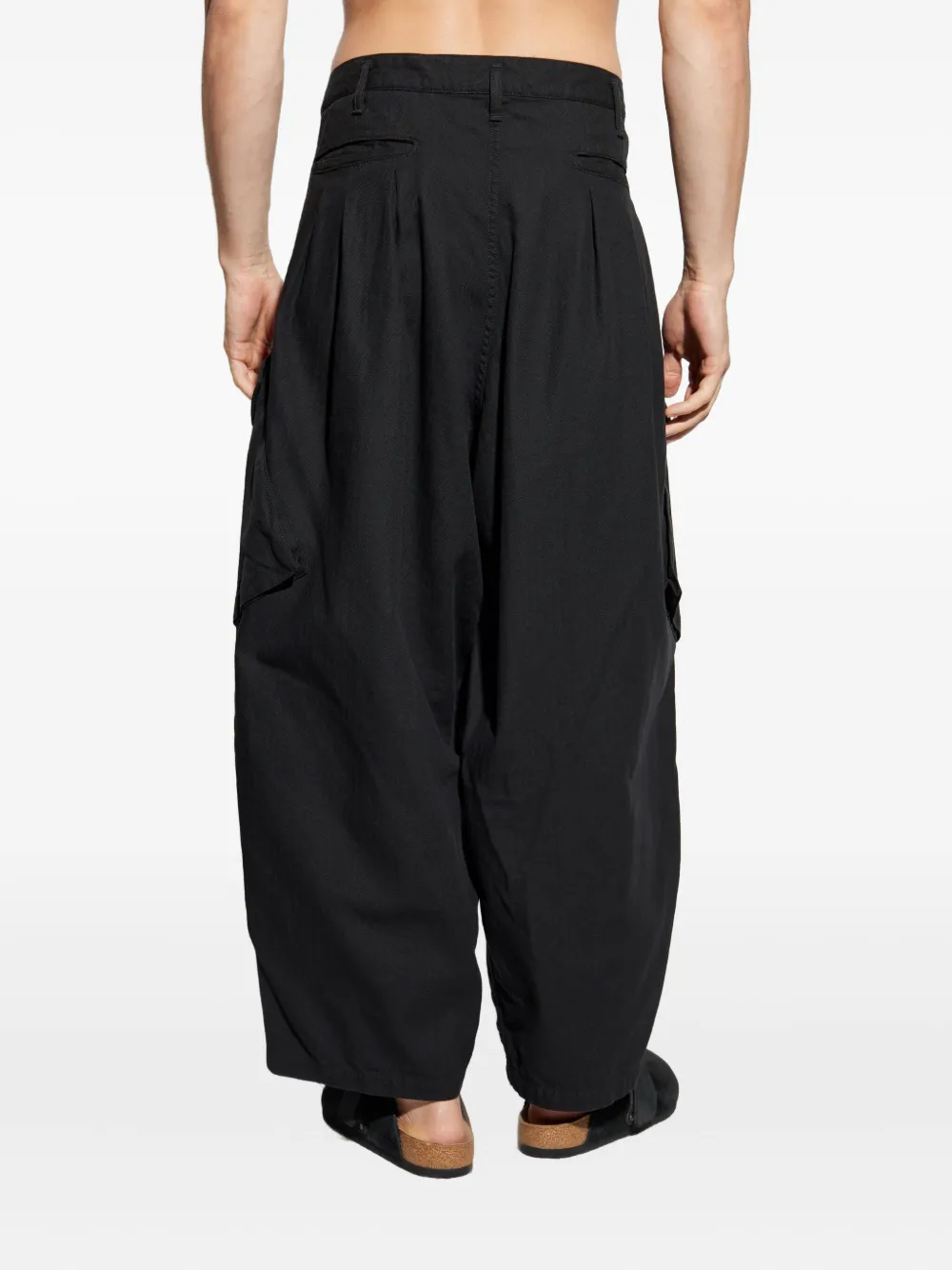 Yohji Yamamoto Pleated Cargo Trousers In Black