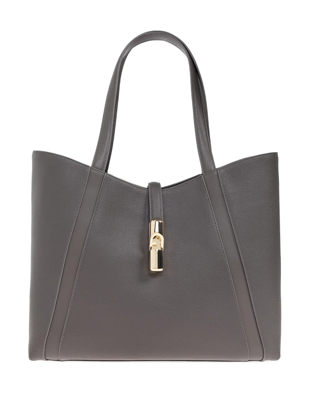 Furla Panelled Clasp Tote Bag In Gray