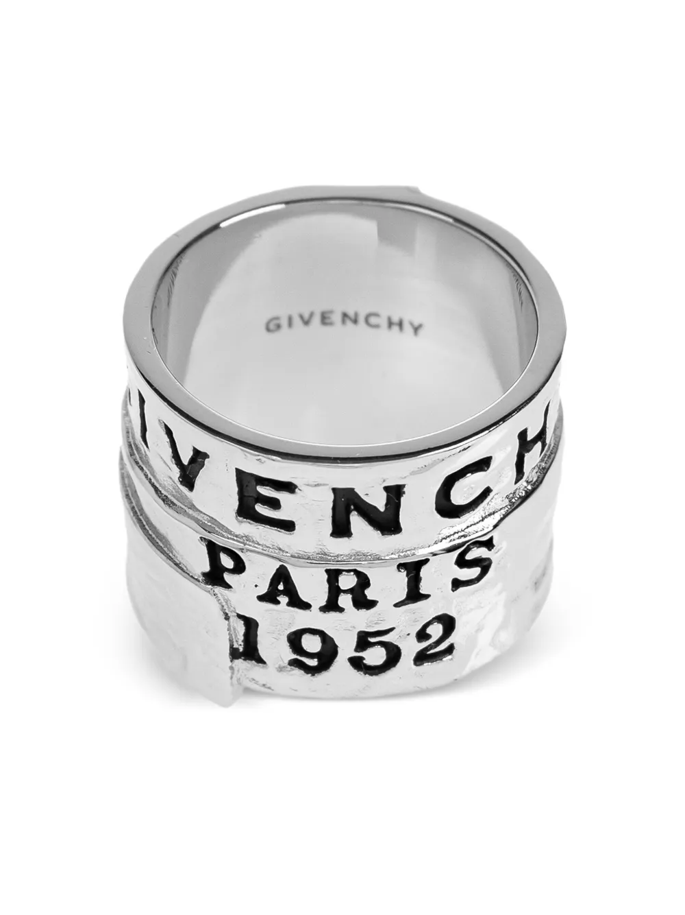 Givenchy Gehämmerter Ring Mit Logo In Metallic