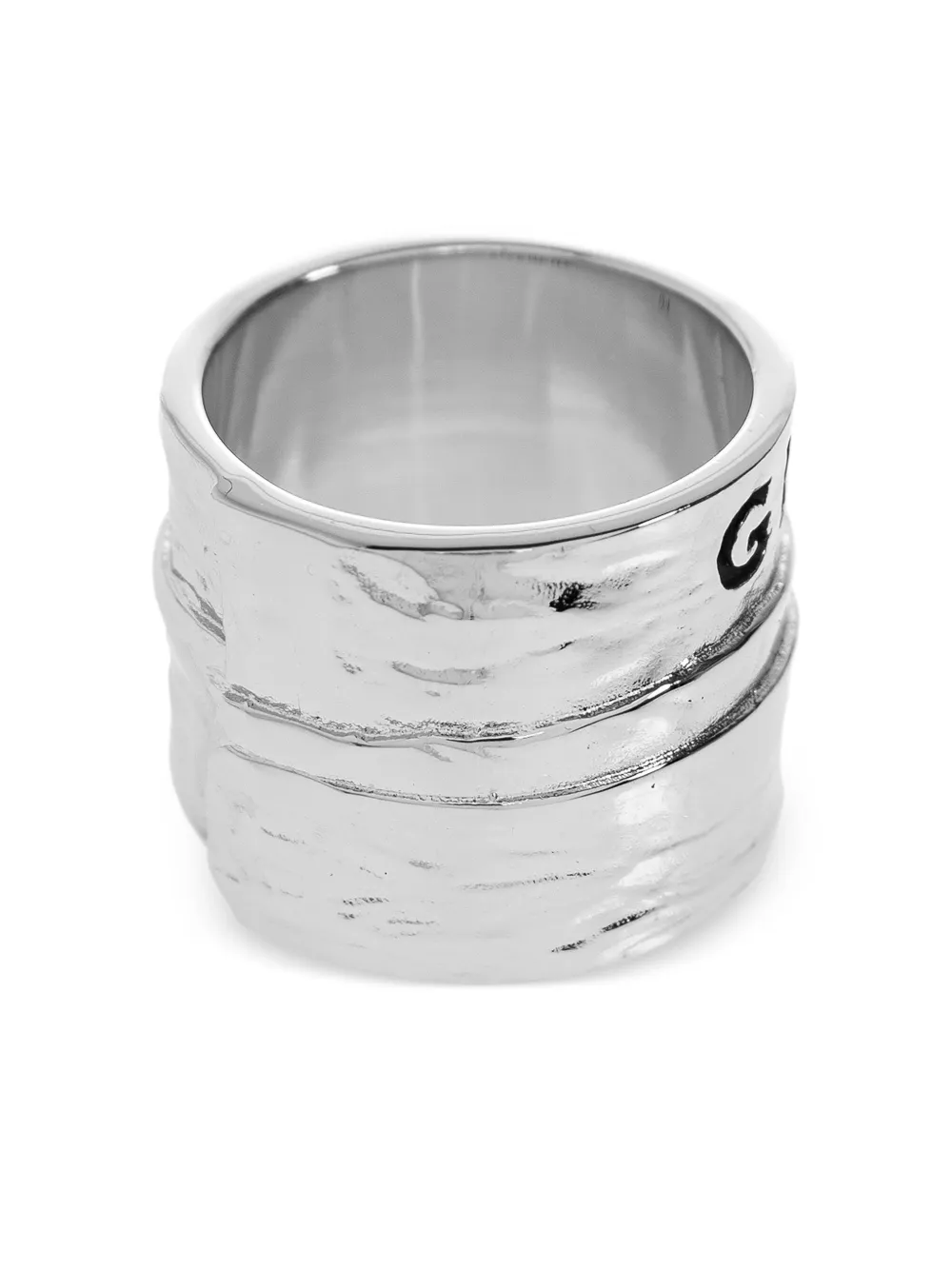 Givenchy Gehämmerter Ring Mit Logo In Metallic