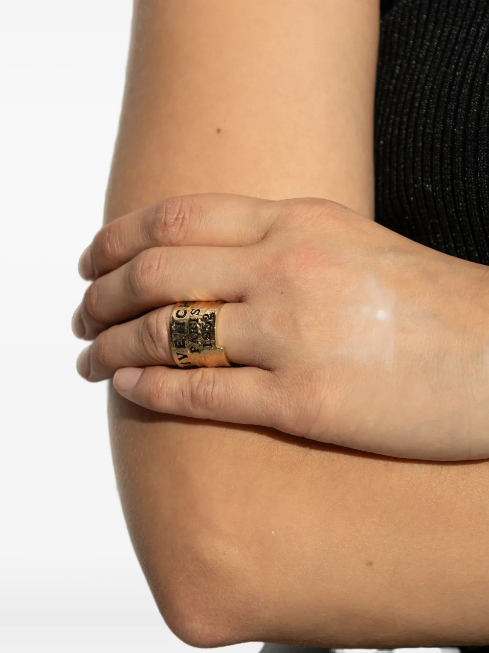 Givenchy Tape Ring In Metal And Enamel Accessories In Gold