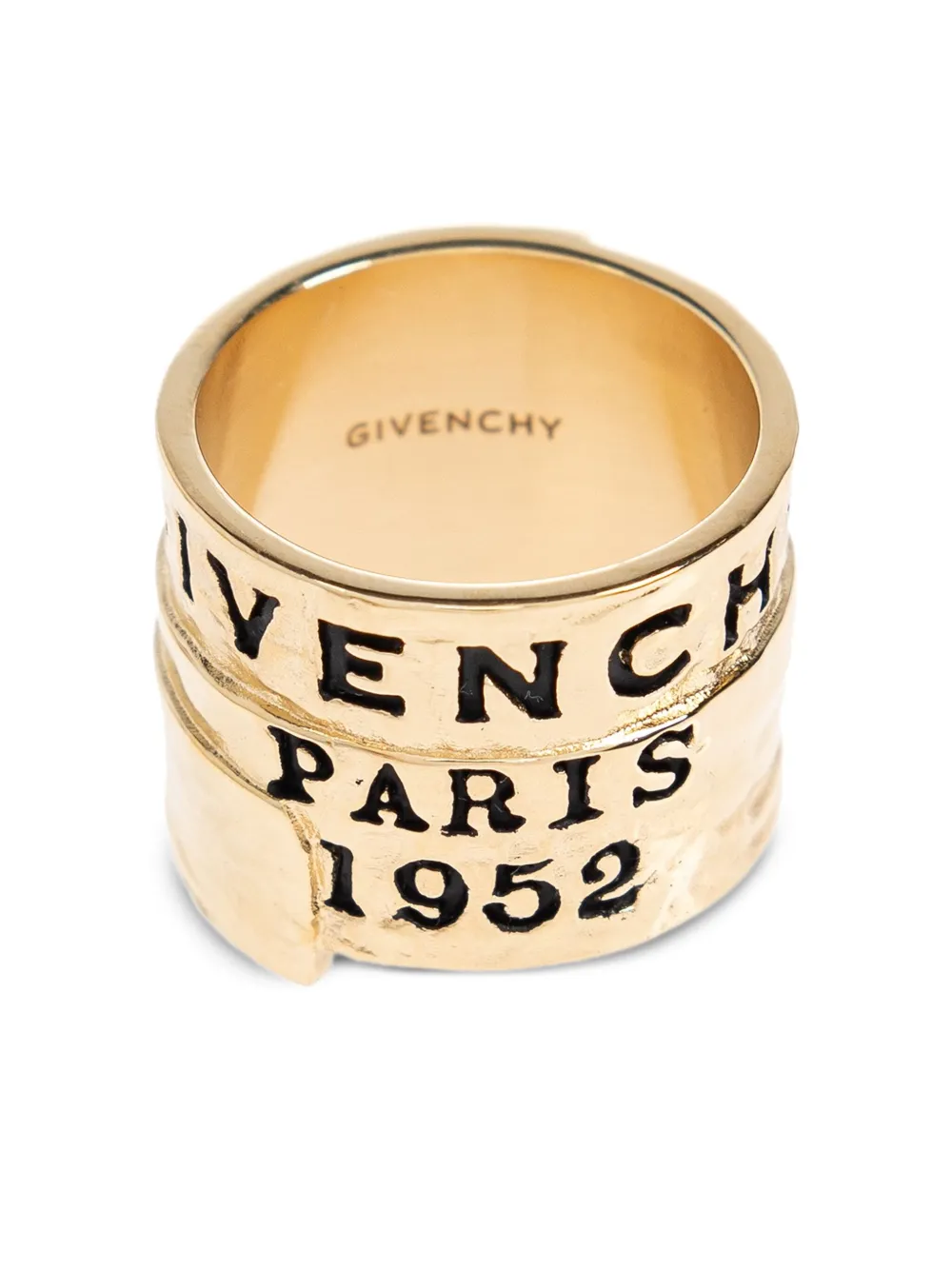Givenchy Hammered Logo Ring | Gold | FARFETCH
