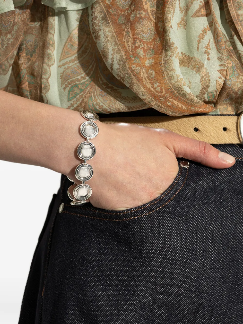 Lie Studio Oval-discs Bracelet In Metallic