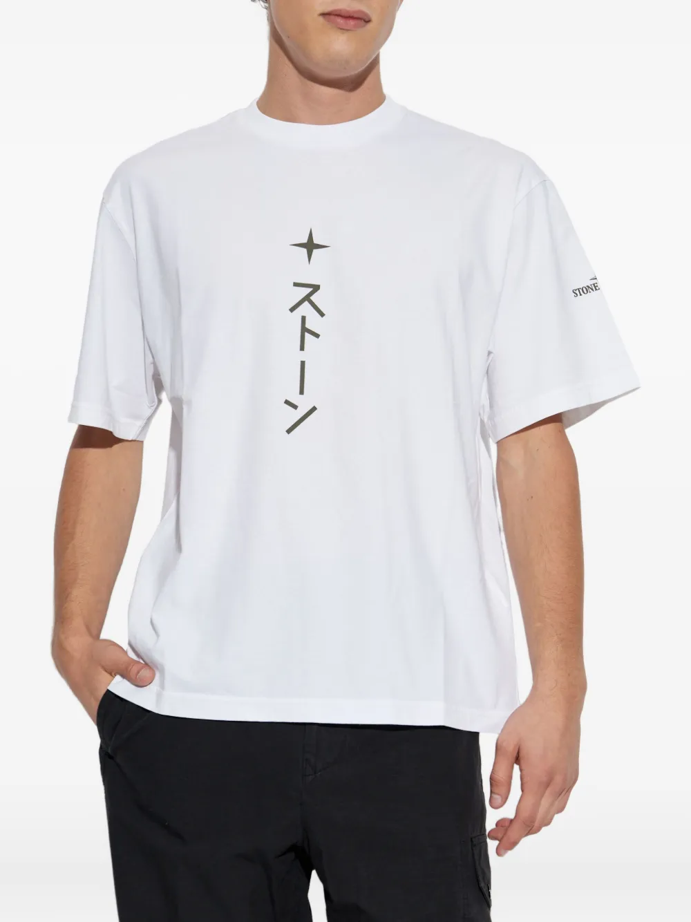 Stone Island Graphic Printed Crewneck T-shirt In White