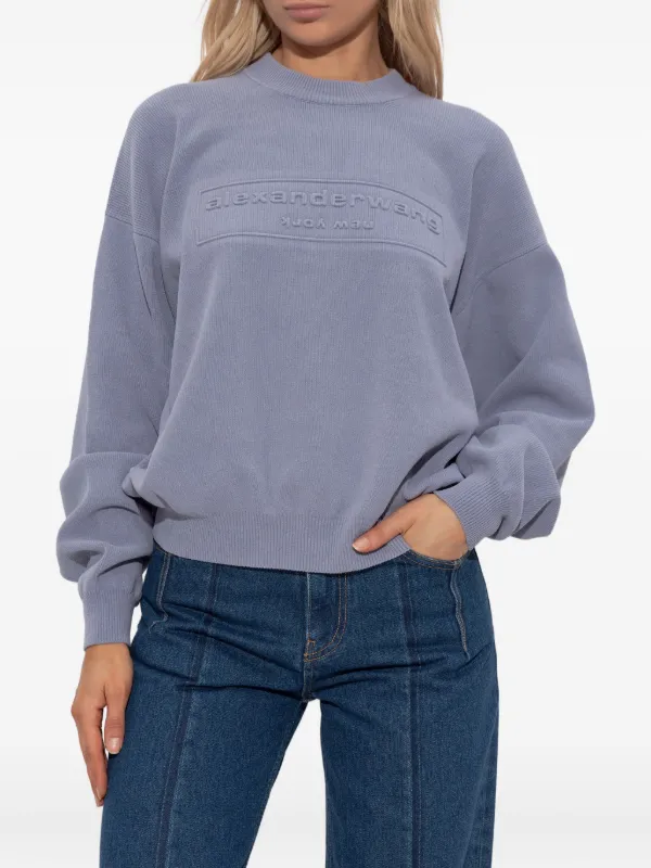 Alexander Wang ロゴエンボス ニット アレキサンダーワン Alexander Wang ロゴエンボス プルオーバー | ブルー | FARFETCH JP