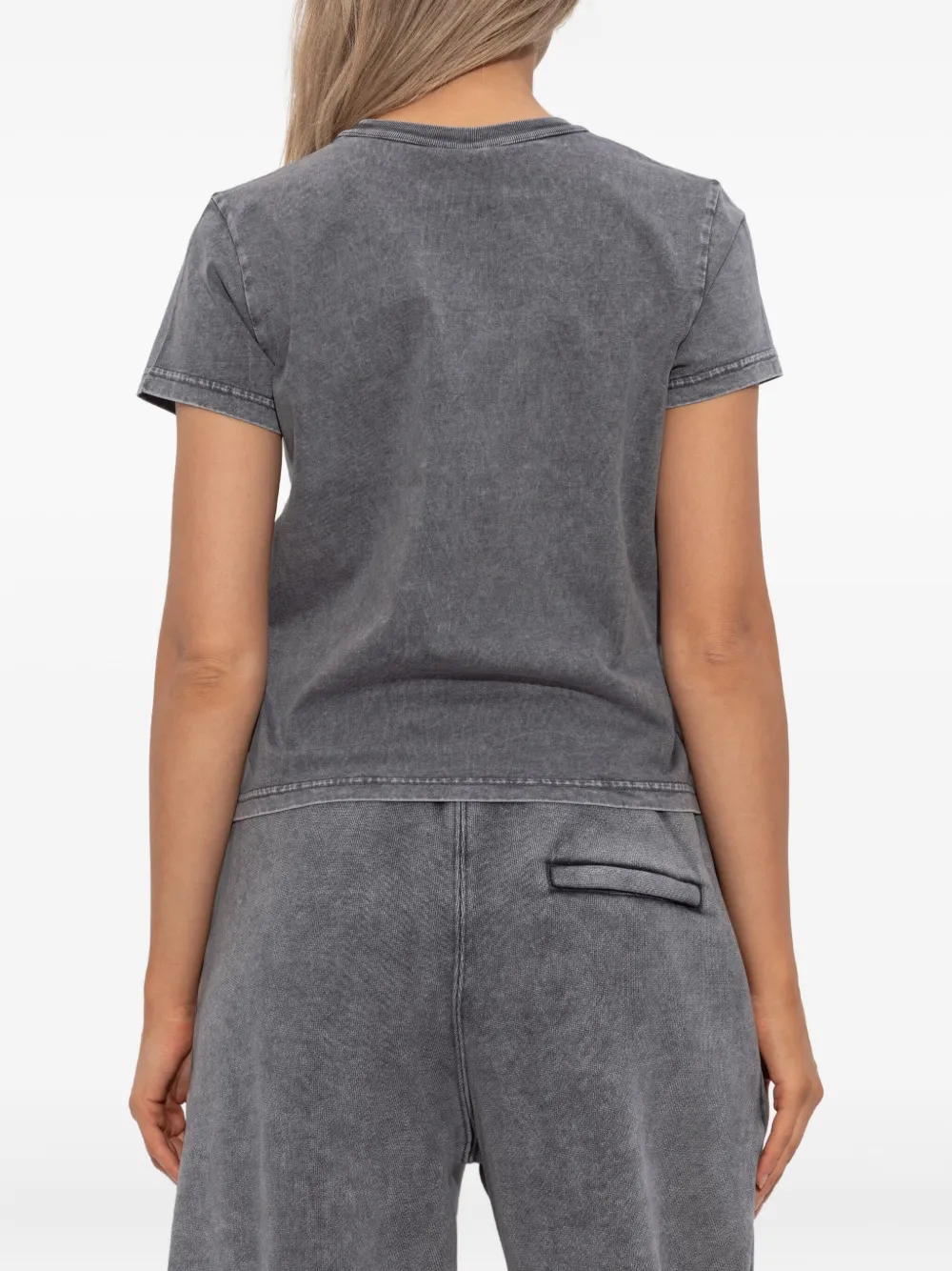 Alexander Wang Logo-embroidered Cotton Top In Gray