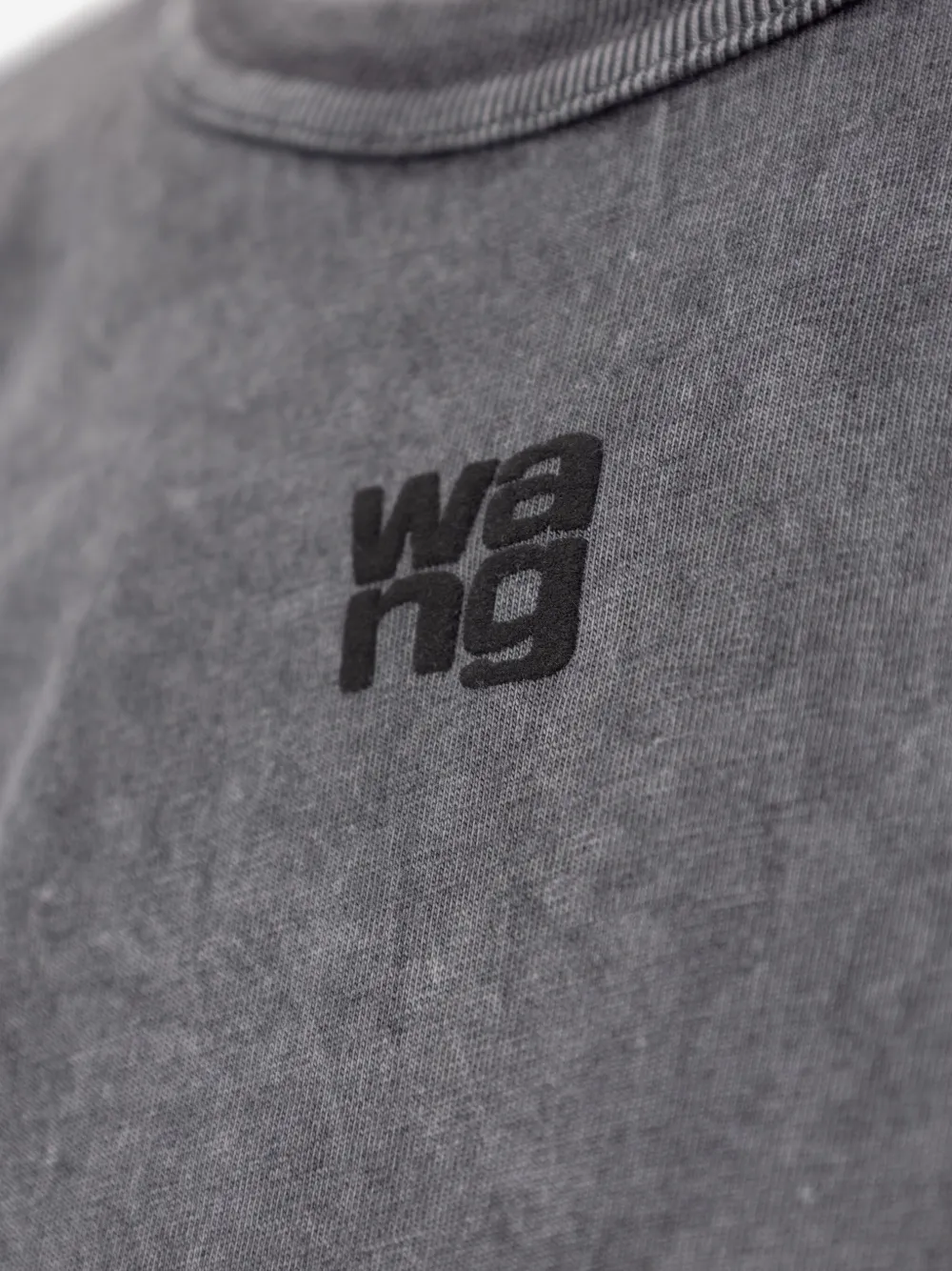 Alexander Wang Logo-embroidered Cotton Top In Gray