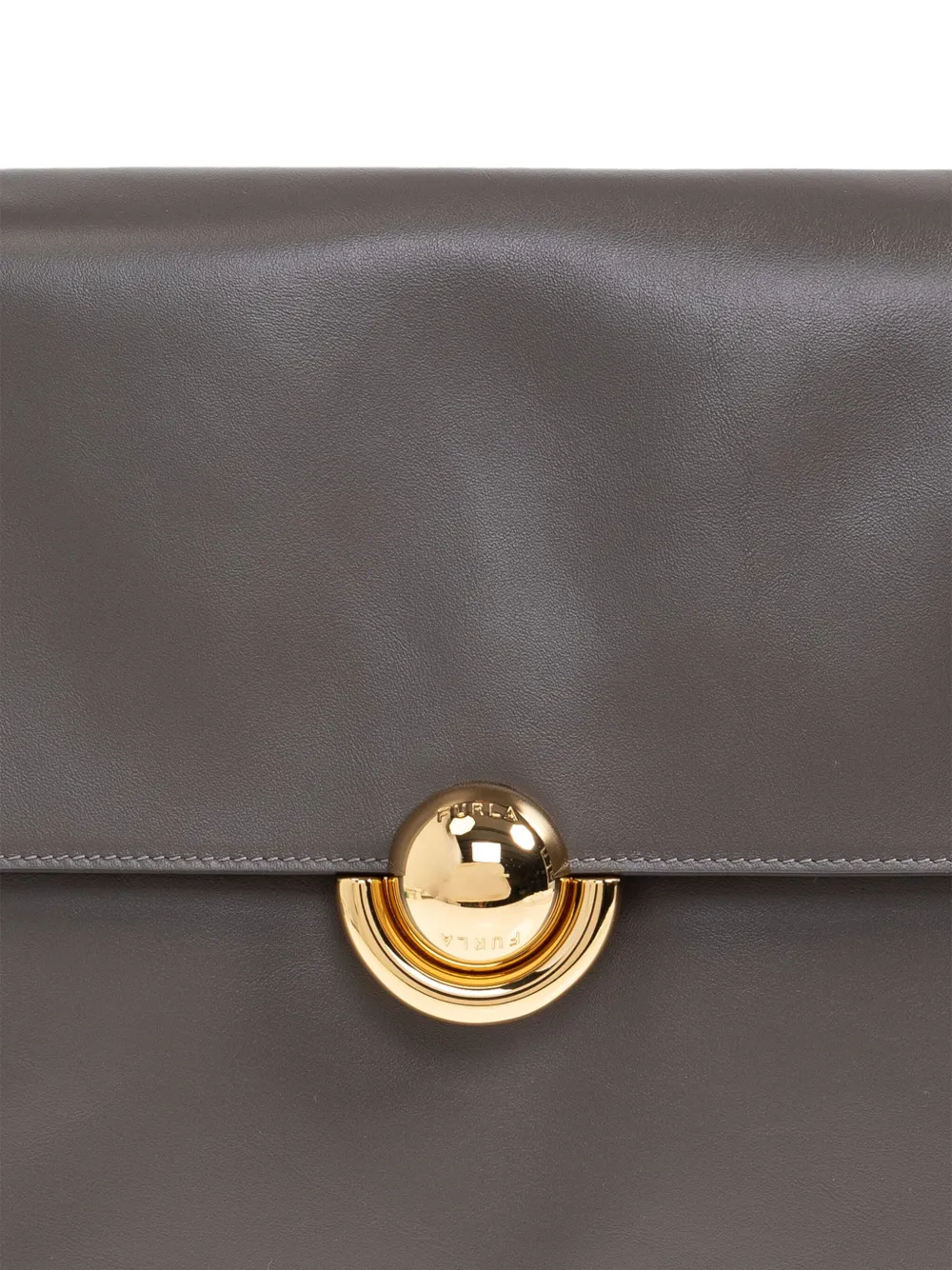 Furla Leren shopper met rond detail Grijs