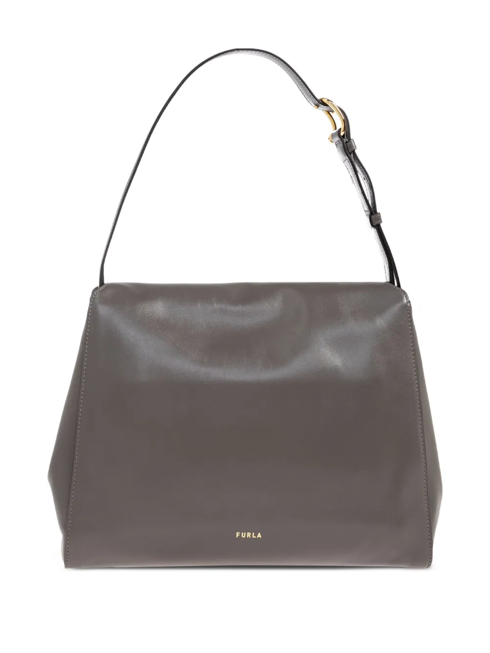 Furla Leren shopper met rond detail Grijs