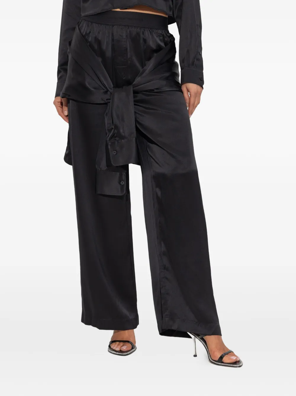Alexander Wang Knotted-detail Silk Pants In Black