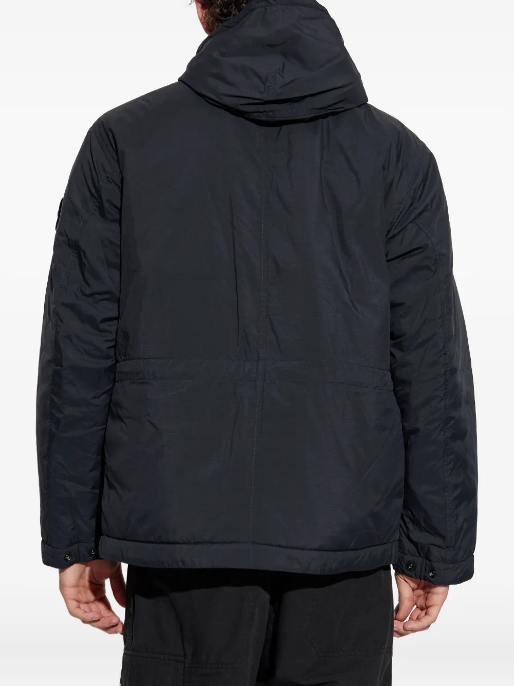 Stone Island hooded patch-pocket jacket Zwart