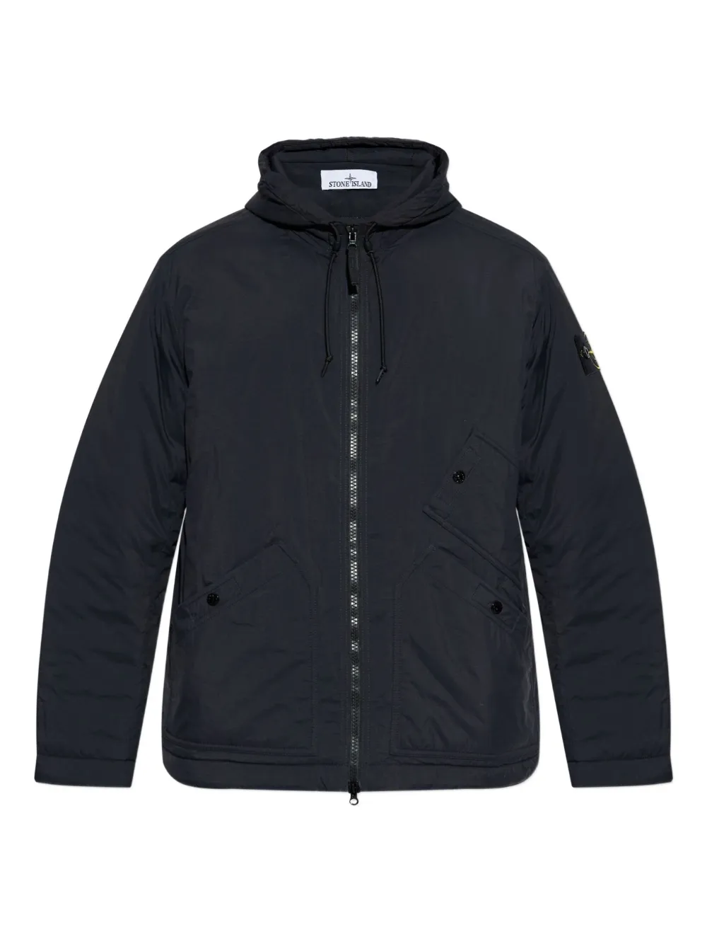Stone Island hooded patch-pocket jacket - ブラック Stone Island hooded patch-pocket jacket - ブラック