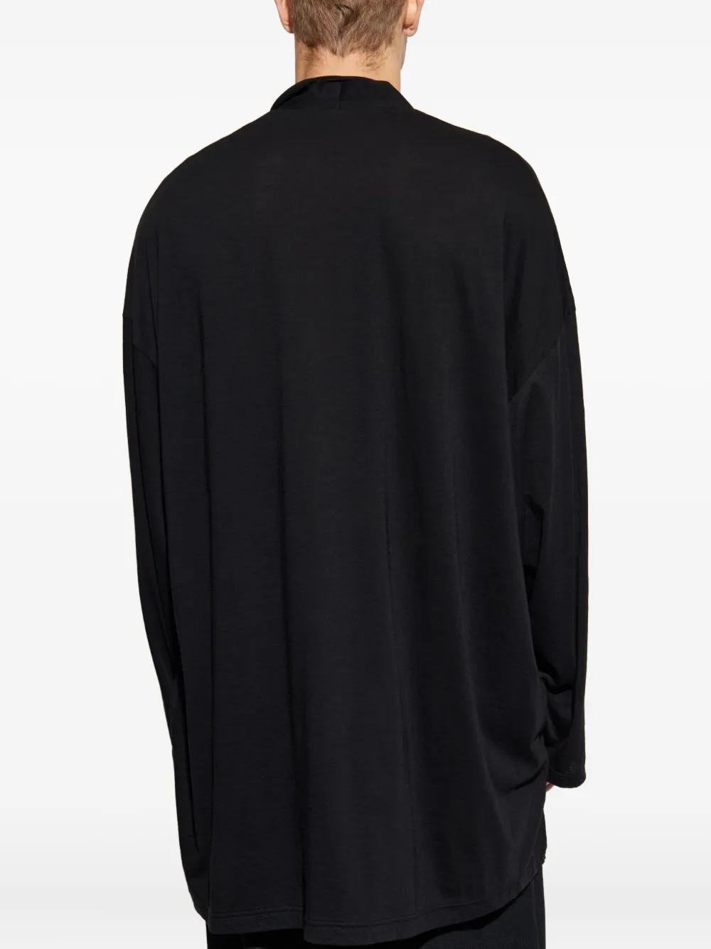 Yohji Yamamoto Overhemd met knoopsluiting en asymmetrische kraag Zwart