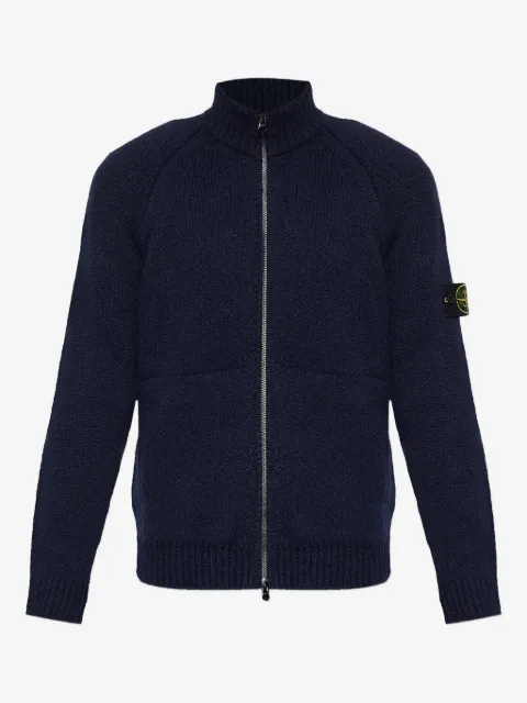 Stone Island سويتر صوف بجيب مخيوط وسحاب أمامي