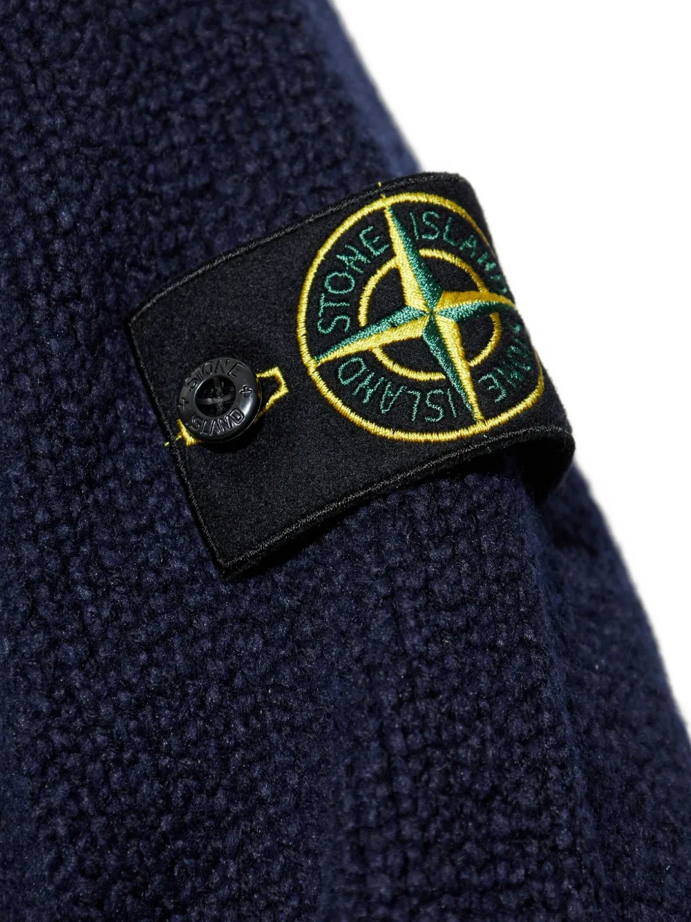 Stone Island Zip-front Patch-pocket Wool Sweater In Blue