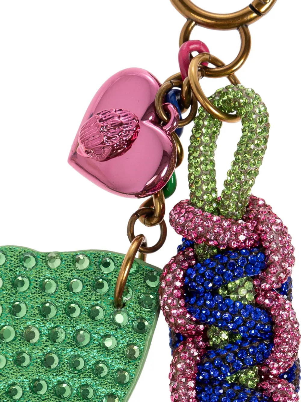 Kurt Geiger Crystal-embellished Keyring In Green