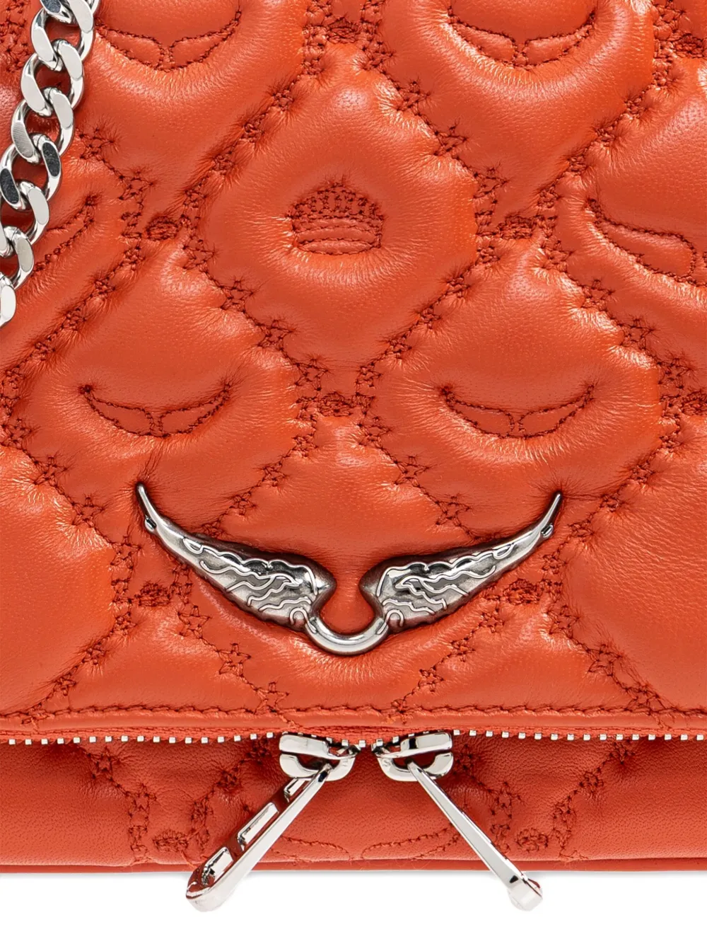 Zadig & Voltaire Rock Ii Quilted Monogram Shoulder Bag In Orange