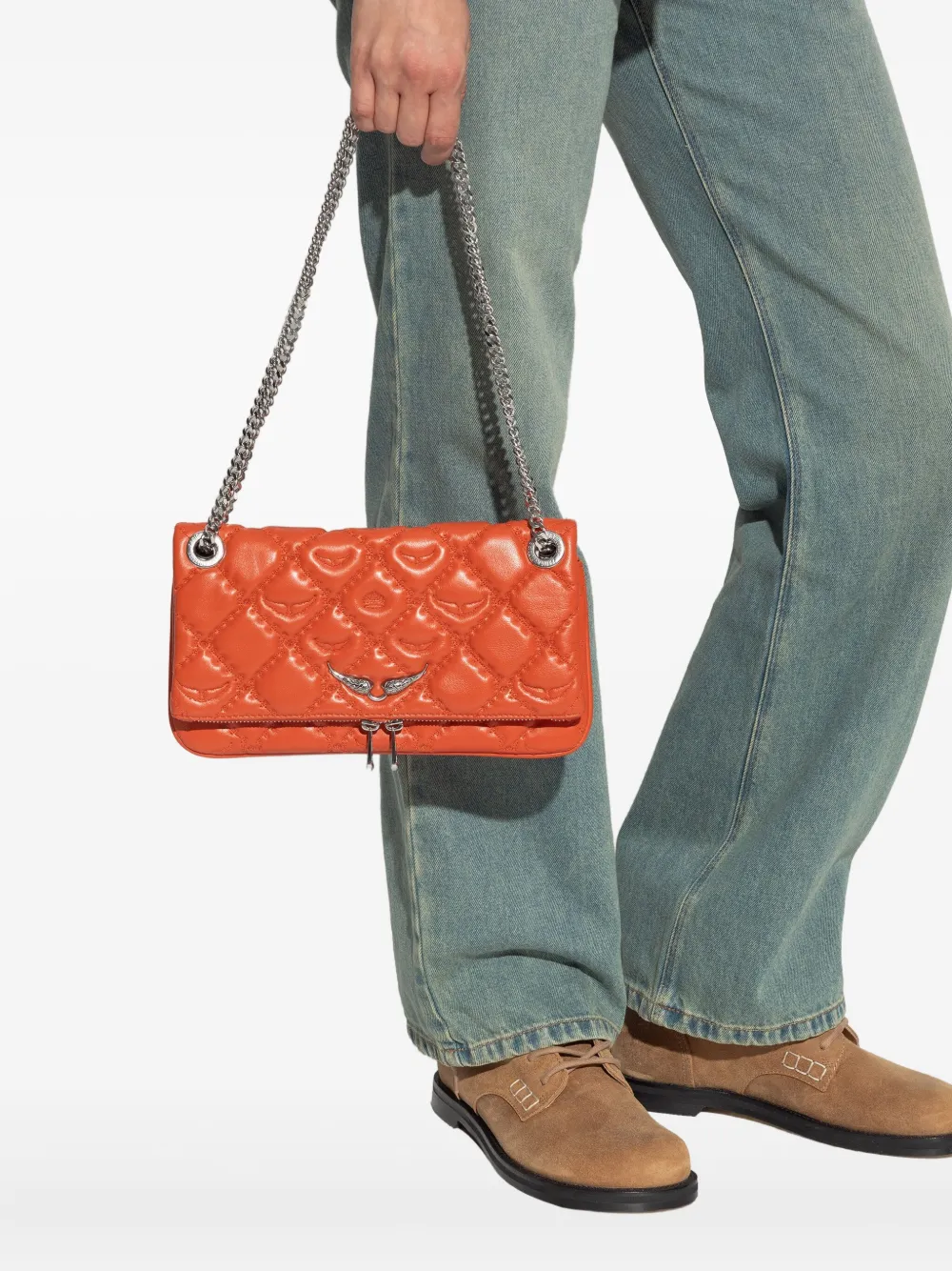 Zadig&Voltaire Rock II gewatteerde schoudertas met monogram - Oranje