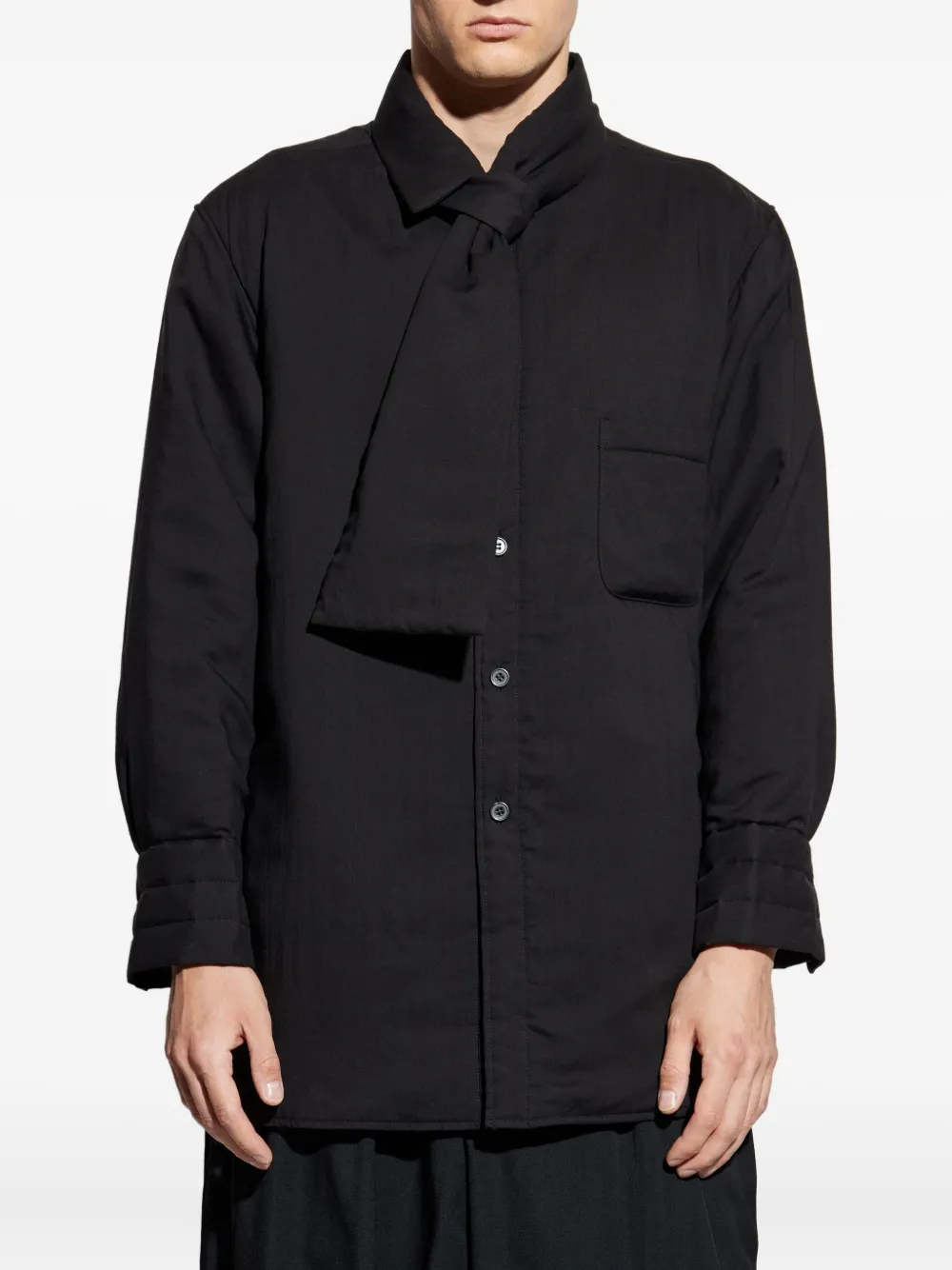 Yohji Yamamoto Black Stole Detail Padded Shirt In Black