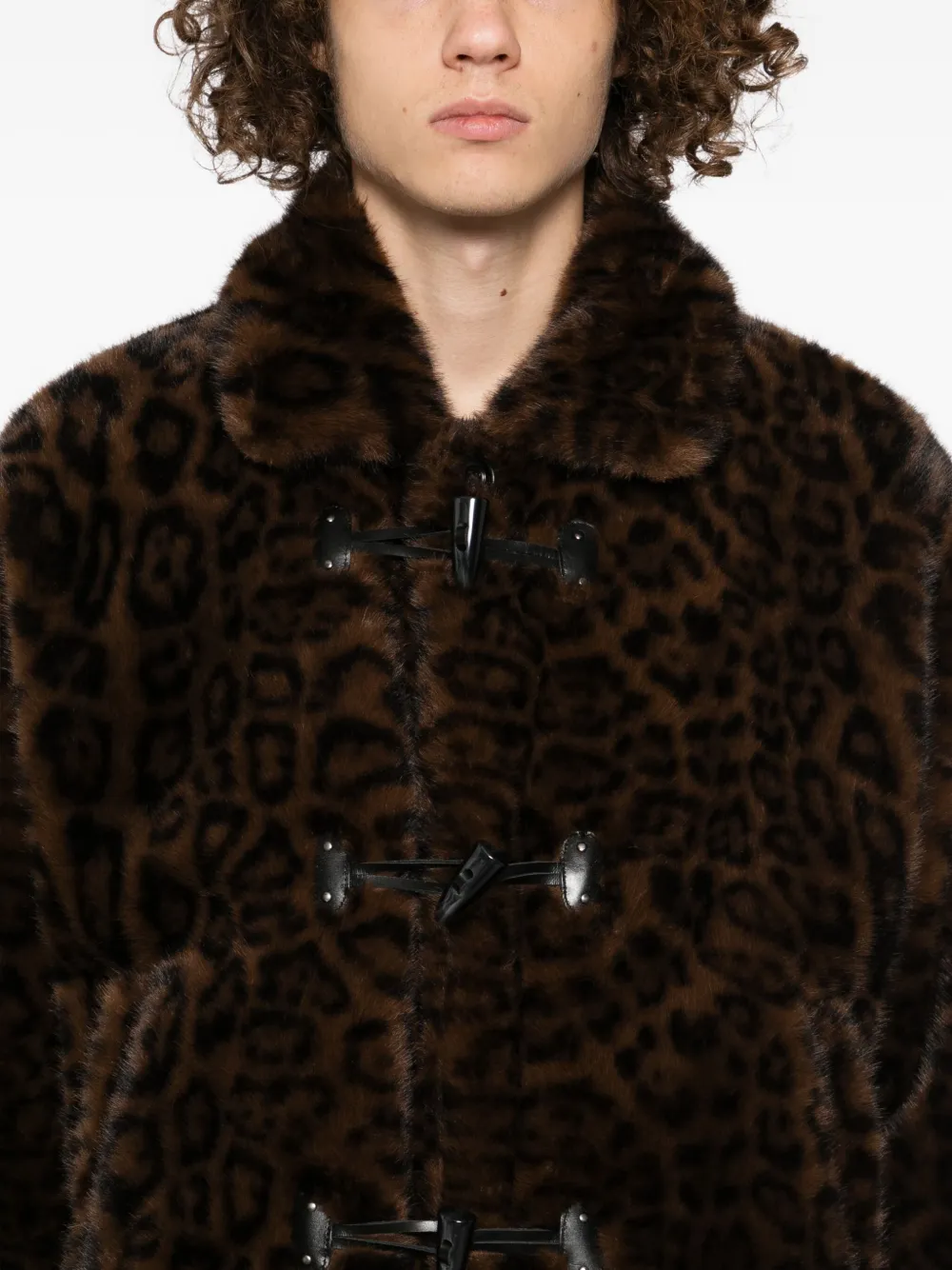 Andersson Bell Leopard-print Duffle Jacket In Brown