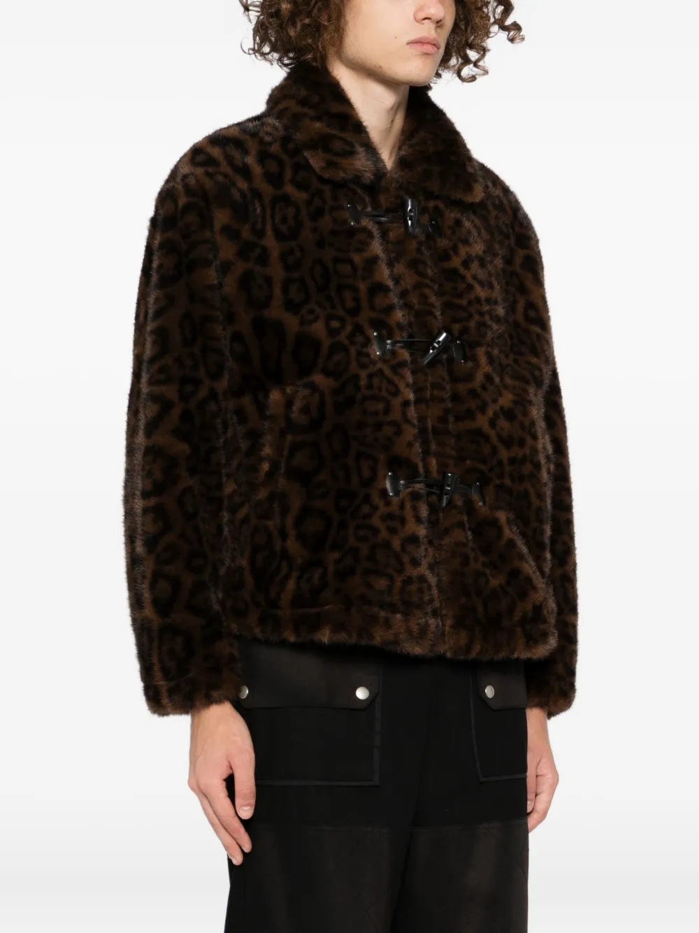 Andersson Bell Leopard-print Duffle Jacket In Brown