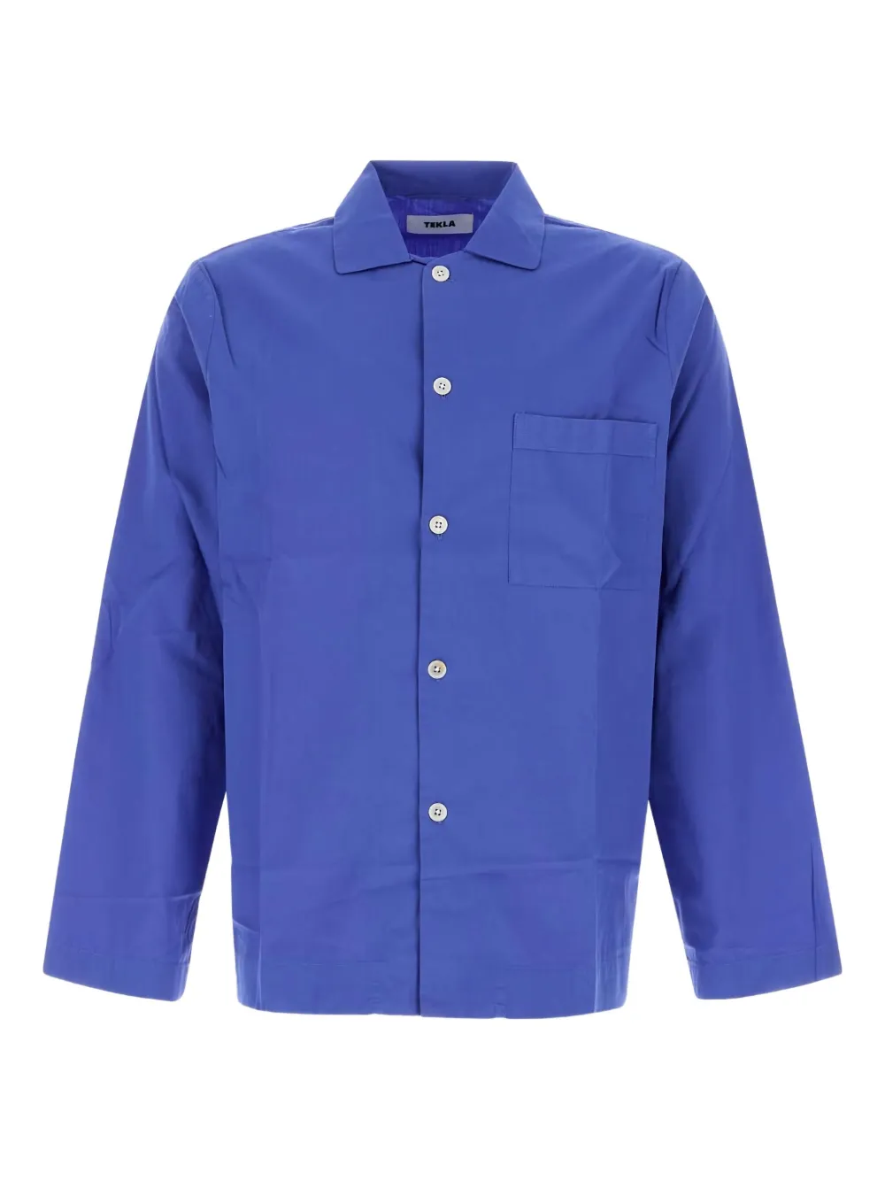TEKLA long-sleeve poplin-cotton pyjama shirt | Blue | Image 1