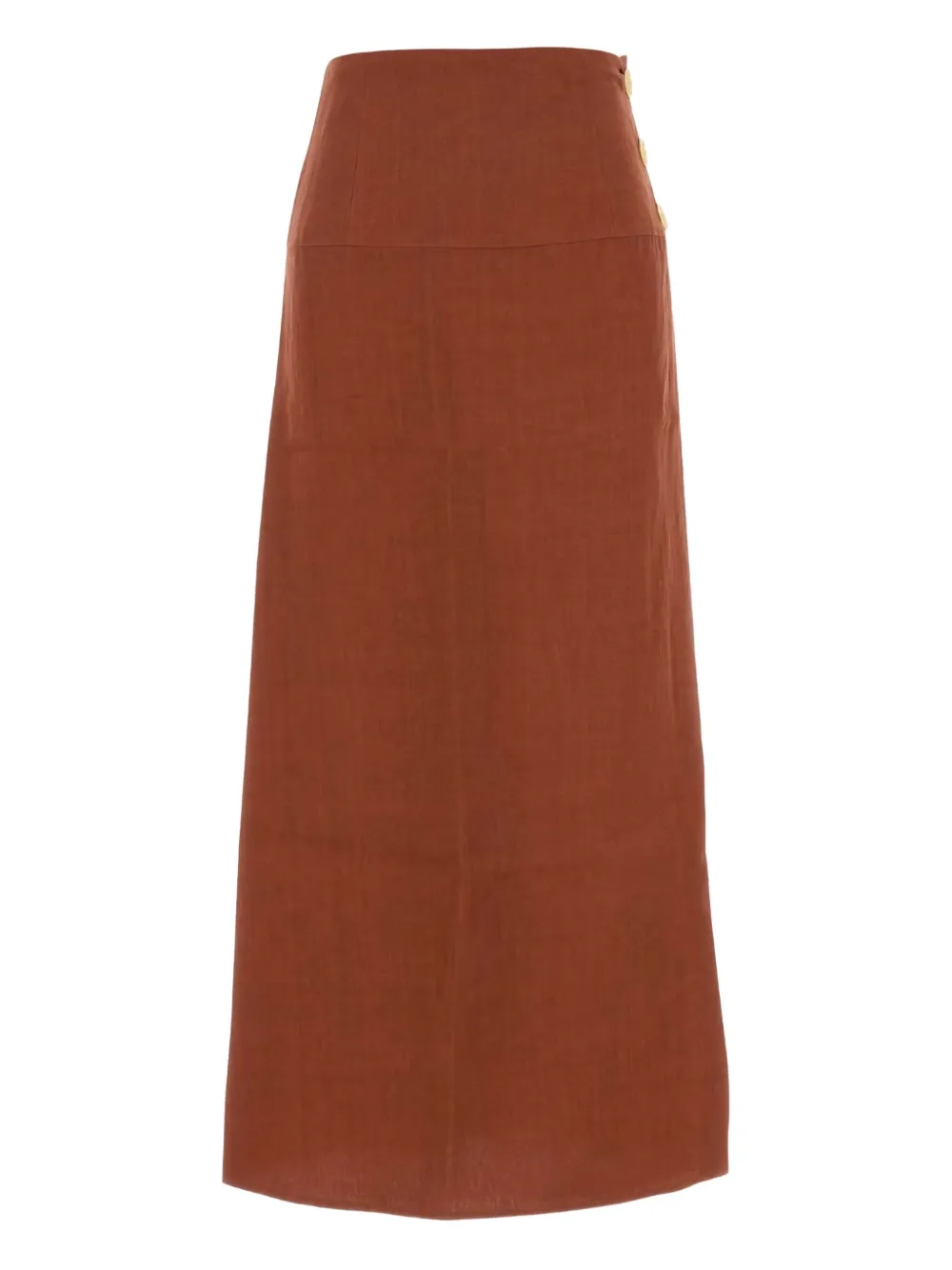 Le Kasha Haifal button-fastening linen maxi skirt | Brown | Image 1