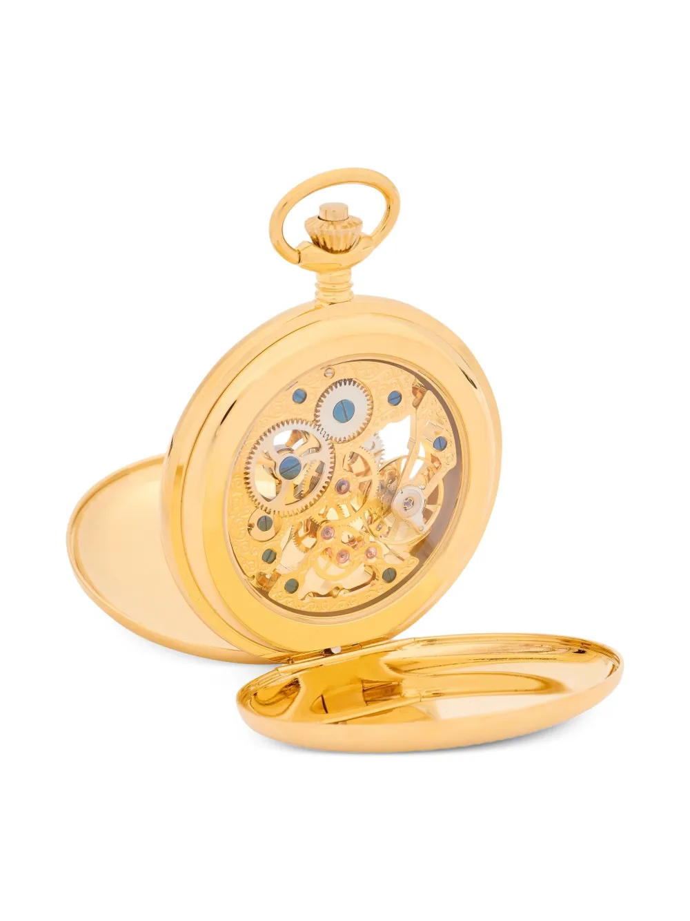 Rapport Skeleton Double Hunter Pocket Watch In Gold