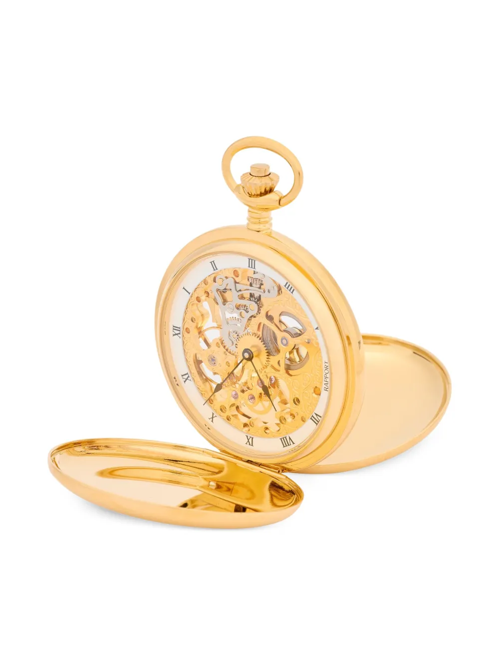 Rapport Skeleton Double Hunter Pocket Watch In Gold