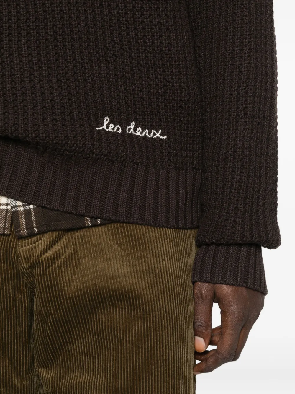 Les Deux Alvin Waffle-knit Jumper In Brown