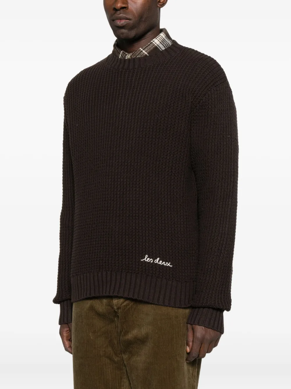 Les Deux Alvin Waffle-knit Jumper In Brown