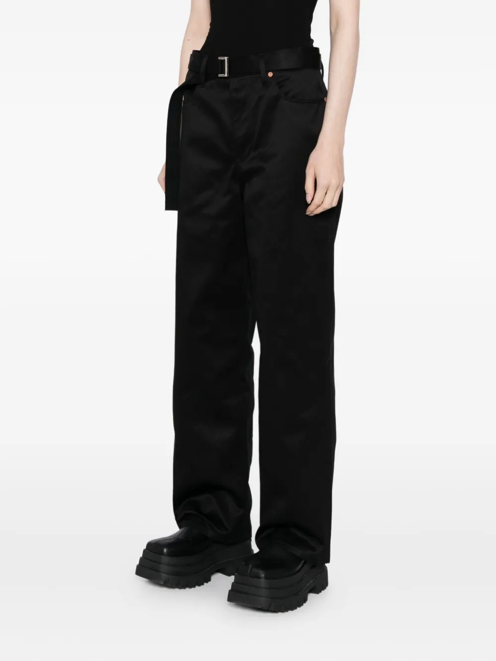 sacai Broek met ceintuur Zwart