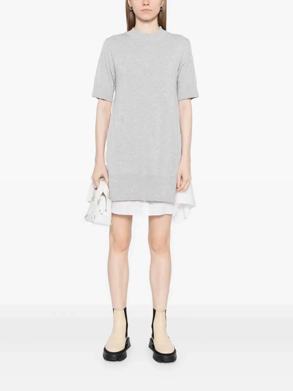 Sacai Jurk met popeline patch - Grijs