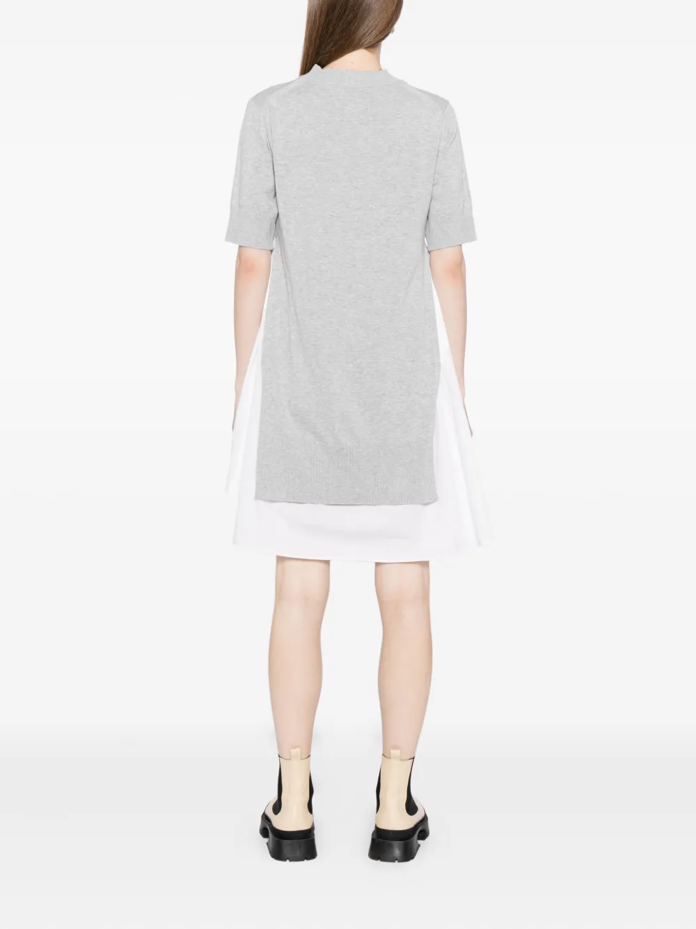 sacai Jurk met popeline patch Grijs