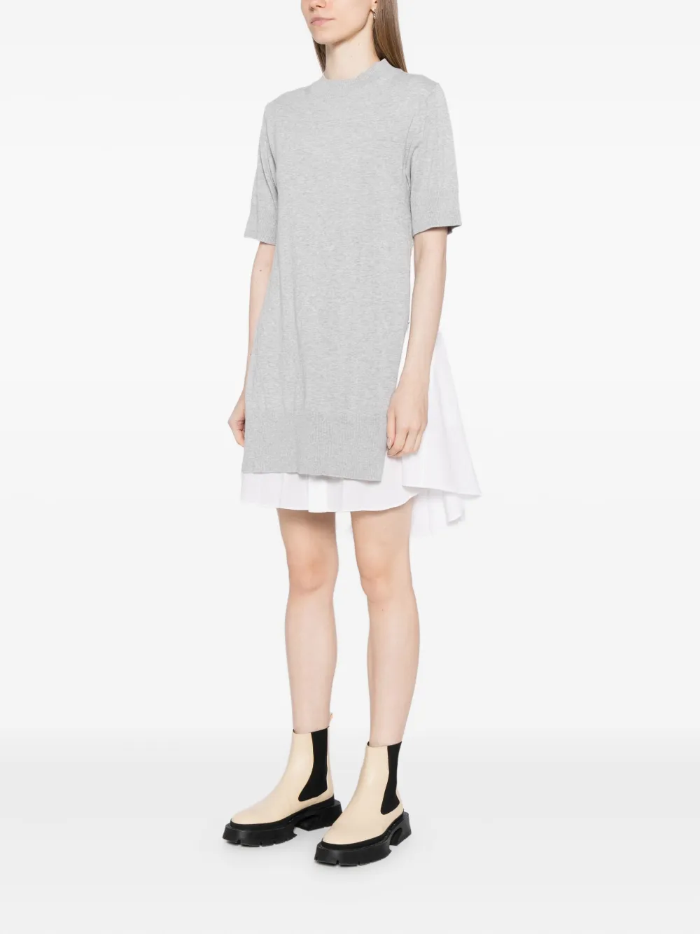 sacai Jurk met popeline patch Grijs