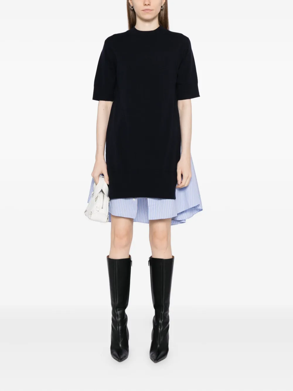 Sacai Jurk met popeline patch - Blauw
